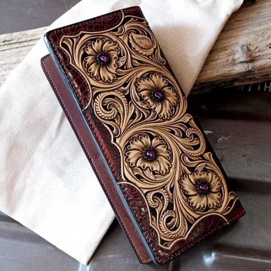 PDF Leather craft patterns, long wallet pattern, leather tooling
